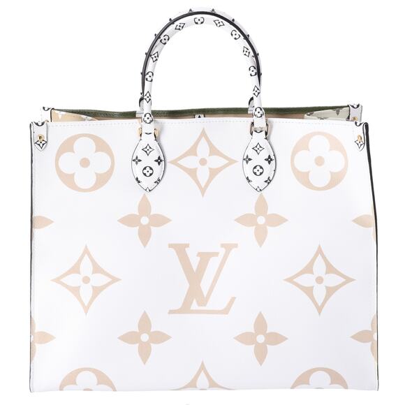 Louis Vuitton Giant Monogram Onthego GM Tote Green Khaki Beige - Picture 1 of 7